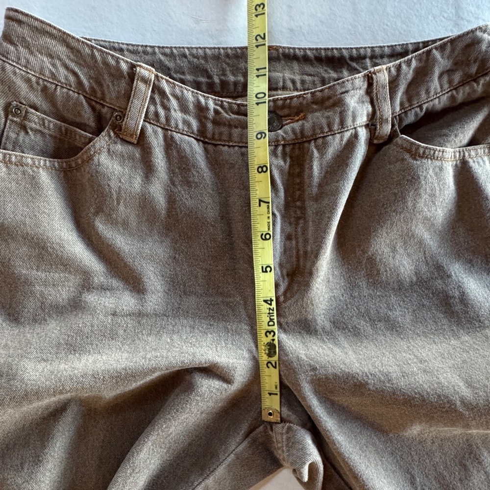 Newport News Taupe Brown Ruched Tapered Leg Denim Jeans (10) - Picture 7 of 16
